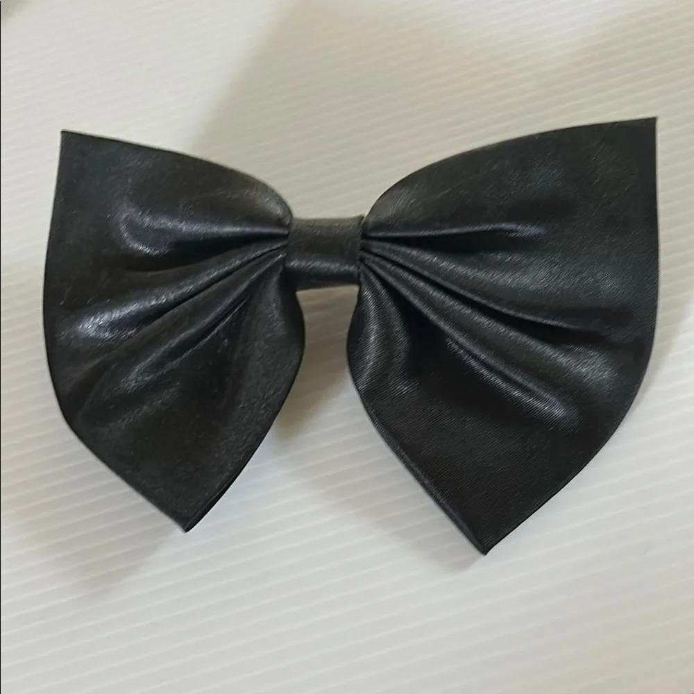 Vintage Black Satin Bow Hair Barrette